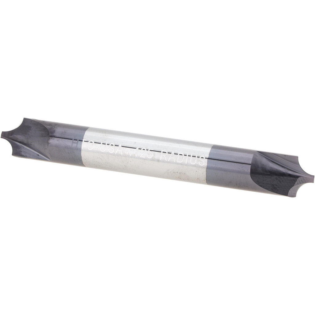 Harvey Tool Corner Rounding End Mill: 1/8" Radius, 5/16" Dia, 2 Flutes, Solid Carbide - 5/16" Shank Dia, AlTiN Coated, Double End | Part #46125-C3