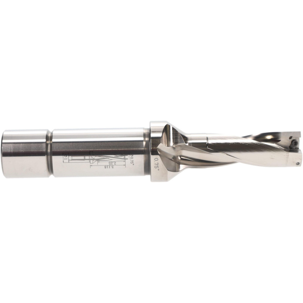 Iscar 21/4" Max Drill Depth, 3xD, 3/4" Diam, Indexable Insert Drill