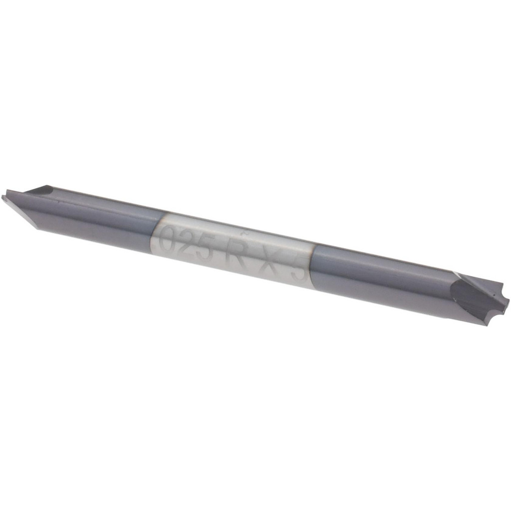 Harvey Tool Corner Rounding End Mill: 0.02 mm Radius, 1/8" Dia, 2 Flutes, Solid Carbide - 1/8" Shank Dia, AlTiN Coated, Double End | Part #17025-C3