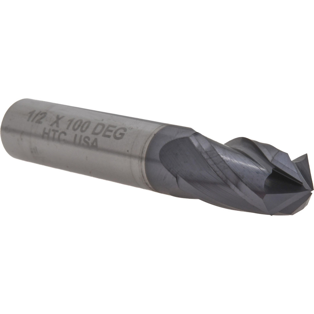 Harvey Tool Drill Mill: 1/2" Dia, 1" LOC, 4 Flute, 100 deg Point, Solid Carbide - 3" OAL, 1/2" Shank, AlTiN Finish | Part #27432-C3