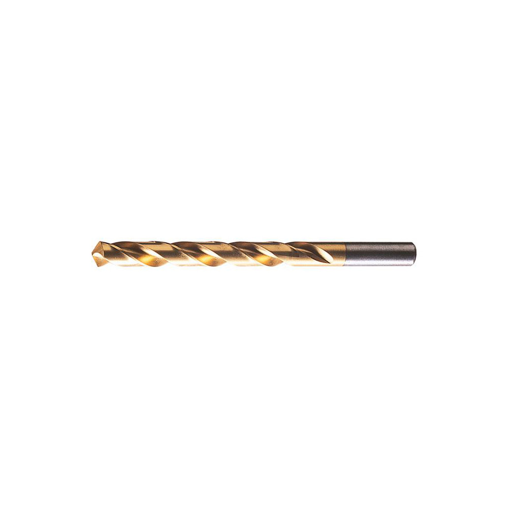 Jobber Length Drill Bit: 8.50 mm (0.3346) Dia, 118 deg, HSS - TiN Finish, 117.00 mm OAL, Right Hand Cut, Regular Spiral Flute, Straight Shank, Series 150TN