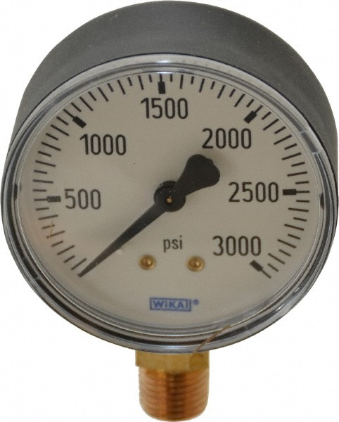 Wika 4253230 Pressure Gauge: 2-1/2" Dial, 0 to 3,000 psi, 1/4" Thread, NPT, Lower Mount Image