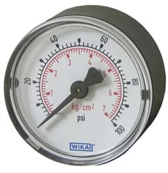 Wika 9790085 Pressure Gauge: 3-1/2" Dial, 0 to 15 psi, 1/4" Thread, NPT, U-Clamp Panel & Center Back Mount Image