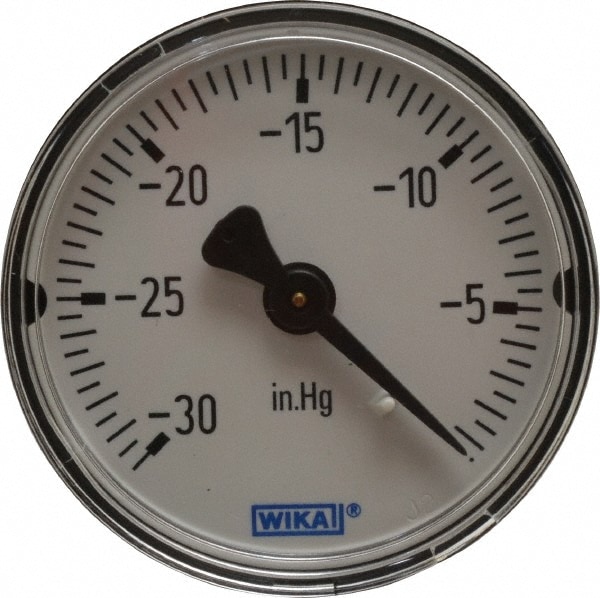 Wika 4253256 Pressure Gauge: 2" Dial, 0 to 30 psi, 1/4" Thread, NPT, Center Back Mount Image