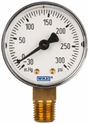 Wika 50786580 Pressure Gauge: 2" Dial, 0 to 300 psi, 1/4" Thread, NPT, Lower Mount Image