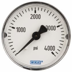 Wika 50786610 Pressure Gauge: 2" Dial, 0 to 4,000 psi, 1/4" Thread, NPT, Center Back Mount Image