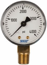 Wika 50982622 Pressure Gauge: 2" Dial, 0 to 4,000 psi, 1/4" Thread, NPT, Lower Mount Image