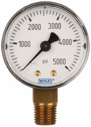 Wika 50982631 Pressure Gauge: 2" Dial, 0 to 5,000 psi, 1/4" Thread, NPT, Lower Mount Image