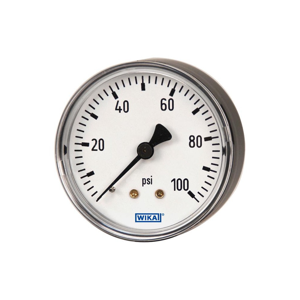 Vacuum Gage: 2-1/2" Dial, 0 to 30 psi, 1/4" Thread, NPT, U-Clamp Panel & Center Back Mount