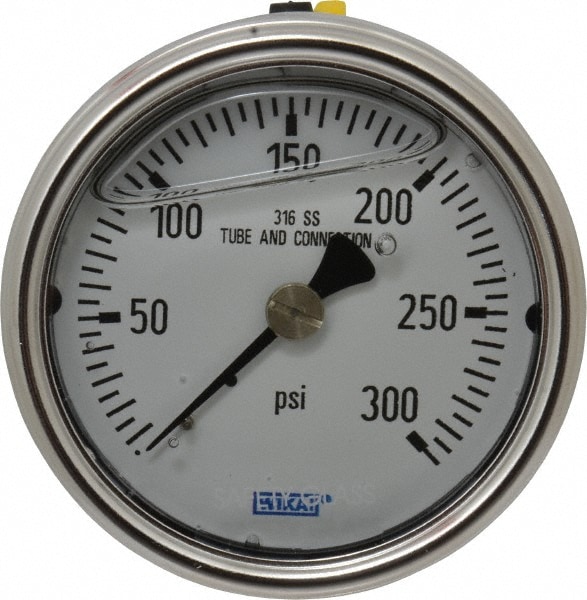 Wika 9832160 Pressure Gauge: 2-1/2" Dial, 1/4" Thread, Center Back Mount Image