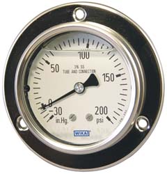 Wika 50787471 Pressure Gauge: 2-1/2" Dial, 0 to 300 psi, 1/4" Thread, NPT, Lower Mount Image