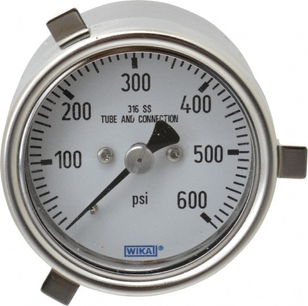 Wika 50169459 Pressure Gauge: 2-1/2" Dial, 1/4" Thread, Lower Back Mount Image