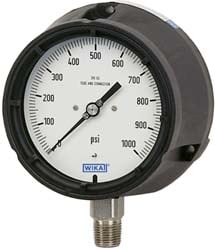 Wika 50787721 Pressure Gauge: 4-1/2" Dial, 1/2" Thread, Lower Mount Image