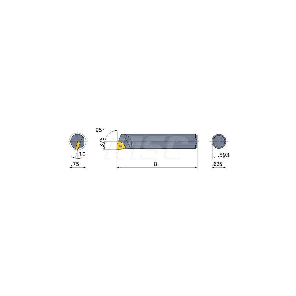 3/4" Min Bore, Right Hand M-SWLO Indexable Boring Bar