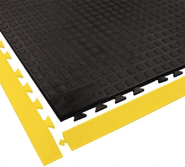 Wearwell 502.EDGINGFYL Anti-Fatigue Modular Tile Mat: Dry Environment, 5" Length, 36" Wide, 5/8" Thick, Yellow 