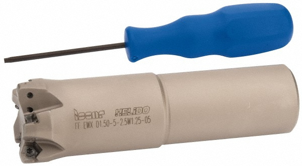 Iscar 3105553 Indexable High-Feed End Mill: 1-1/2" Cut Dia, 1-1/4" Weldon Flat Shank Image