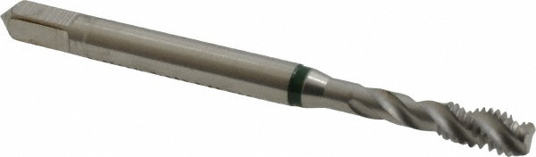 Spiral Flute Tap: #8-32, UNC, 3 Flute, Modified Bottoming, 2B Class of Fit, Cobalt, Bright/Uncoated