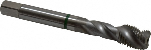 Spiral Flute Tap: 7/16-20, UNF, 3 Flute, Modified Bottoming, 2B Class of Fit, Cobalt, Bright/Uncoated