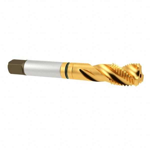 Spiral Flute Tap: 1/2-20, UNF, 3 Flute, Modified Bottoming, 2B Class of Fit, Cobalt, TiN Finish