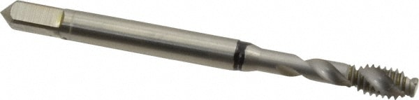 Spiral Flute Tap: #8-32, UNC, 2 Flute, Modified Bottoming, 2B Class of Fit, Cobalt, Bright/Uncoated