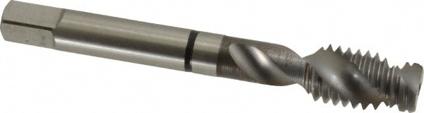 Spiral Flute Tap: 7/16-14, UNC, 2 Flute, Modified Bottoming, 2B Class of Fit, Cobalt, Bright/Uncoated