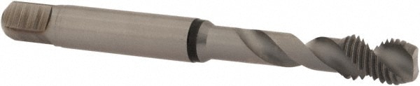 Spiral Flute Tap: 1/4-28, UNF, 2 Flute, Modified Bottoming, 2B Class of Fit, Cobalt, Bright/Uncoated