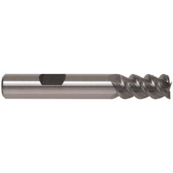 Square End Mill: 5/8" Dia, 1-5/8" LOC, 3 Flute, Powdered Metal - 3-7/8" OAL, 5/8" Shank Dia, 42 deg Helix, TiCN Finish, Single End, Series ASQPM3-TC-CC-AL