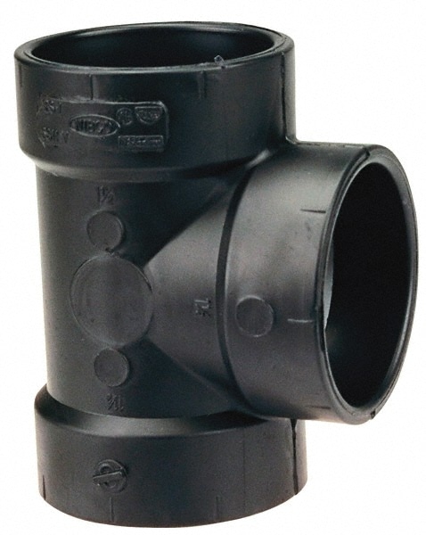 Drain, Waste & Vent Tee: 1-1/2" Fitting, Hub x Hub x Hub, Acrylonitrile Butadiene Styrene