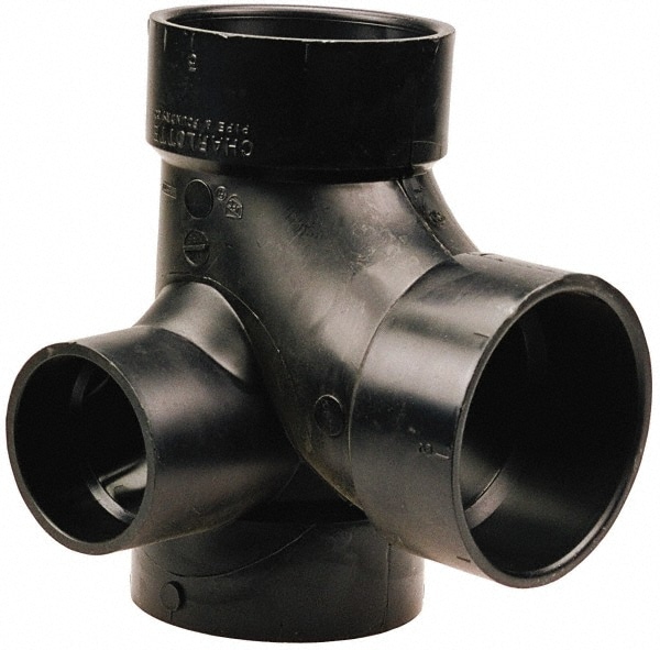 Drain, Waste & Vent Pipe Fitting: 4 x 4 x 4 x 2" Fitting, All Hub, Acrylonitrile Butadiene Styrene