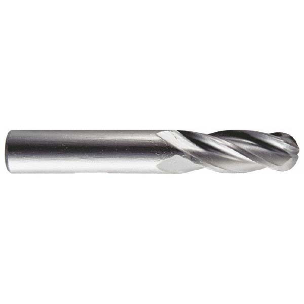 Hertel E202002402 Ball End Mill: 0.375" Dia, 0.75" LOC, 4 Flute, High Speed Steel Image