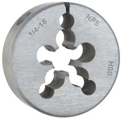 1/4-18 NPS x 2" OD Round Adjustable Pipe Die