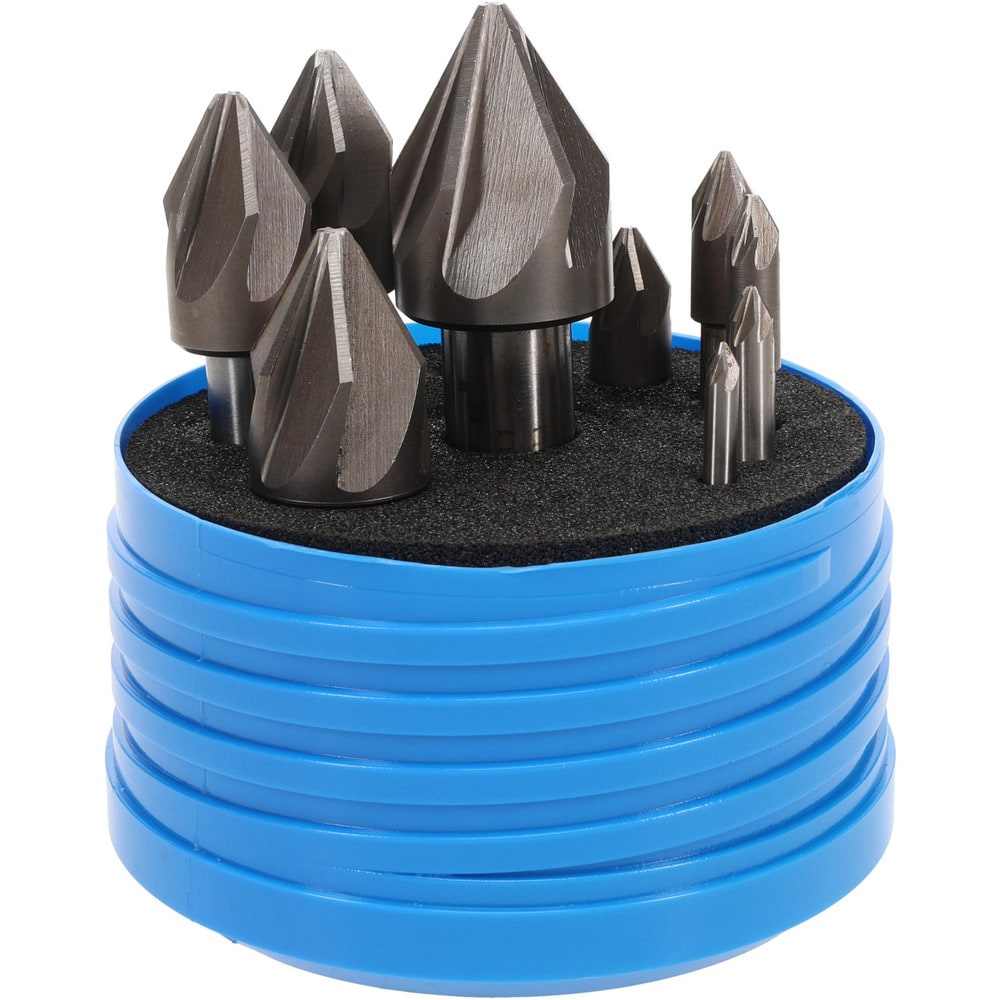 Countersink Set: 10 Pc, 3/16 to 1-1/4" Head Dia, 6 Flute, 60 ° Included Angle