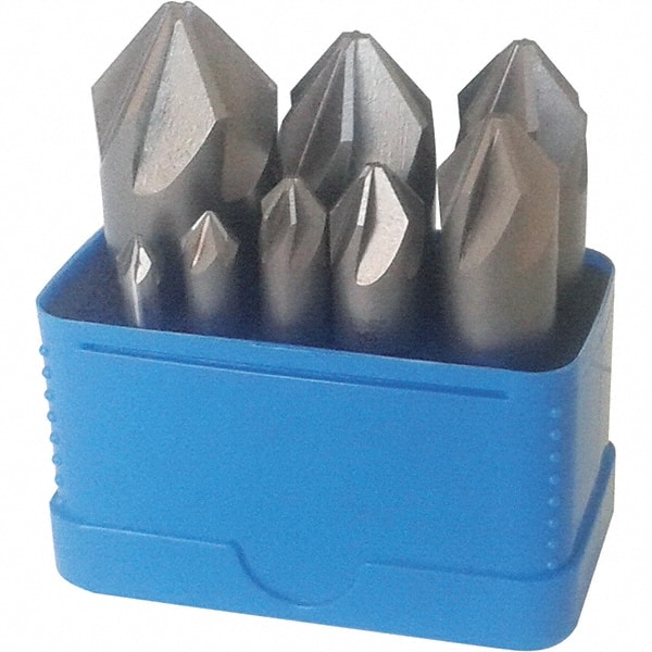 Value Collection SC20828S Countersink Set: 8 Pc, 1/4 to 1" Head Dia, 6 Flute, 82 ° Included Angle 