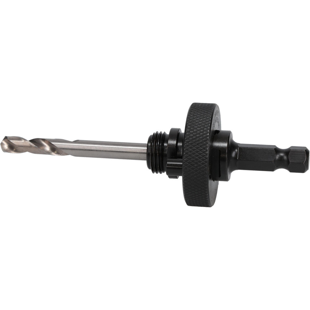 Hole Saw Arbor: 6" Saw Dia, Straight Shank, Drill Pilot