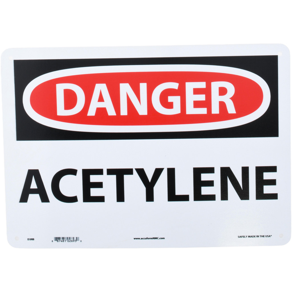 AccuformNMC Sign: Rectangle, DANGER, Danger - Acetylene - Plastic, Wall, 10" High, 14" Wide | Part #D3RB