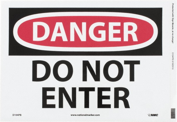 Security & Admittance Sign: Rectangle, "Danger, DO NOT ENTER"