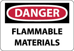 Chemical & Hazardous Material Sign: Rectangle, DANGER, FLAMMABLE MATERIALS - Plastic, Wall, 10" High, 14" Wide