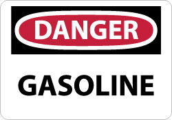 Sign: Rectangle, "Danger - Gasoline"