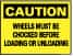 Accident Prevention Sign: Rectangle, "Caution, Wheels Must Be Chocked Before Loading and Unloading"