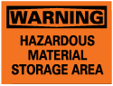 Chemical & Hazardous Material Sign: Rectangle, "Warning, HAZARDOUS MATERIAL STORAGE AREA"