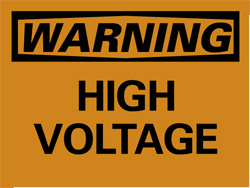 Accident Prevention Sign: Rectangle, "Warning, HIGH VOLTAGE"