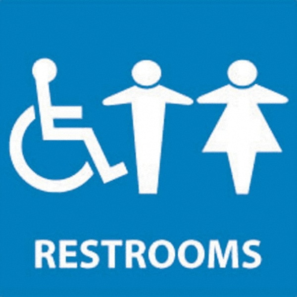 Restrooms, 7" Wide x 7" High, Vinyl Sign