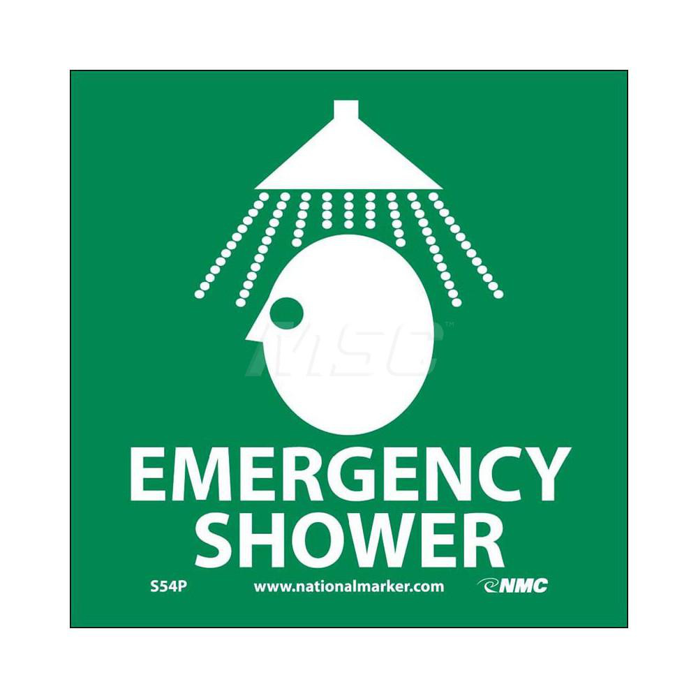 First Aid Shower Sign AccuformNMC - First Aid Sign: Square, EMERGENCY SHOWER | MSC Direct