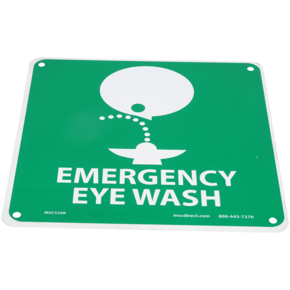 Sign: Square, Emergency Eye Wash - Plastic, Wall, 7" High, 7" Wide