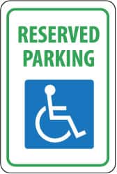 0.040 Aluminum 18 x 12 18 x 12 New York NMC TMS326GReserved Parking Handicapped Sign 