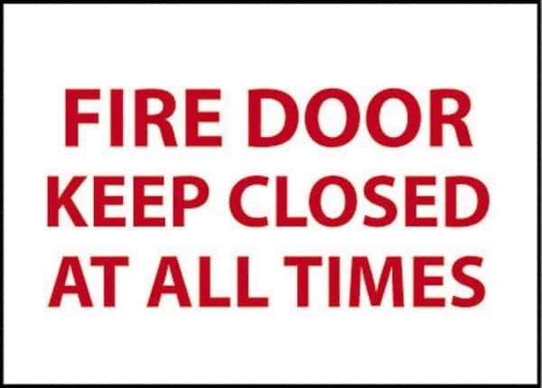 Fire Door - Keep Closed at All Times, Plastic Fire and Exit Sign