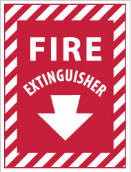 Fire Sign: Fire Extinguisher - Vinyl, Adhesive-Backed, 12" High, 9" Wide