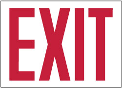 Safety Signs: Sign Type: Exit - Vinyl, Adhesive-Backed, 7" High, 10" Wide