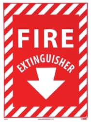 NMC GL10P Fire Extinguisher, Pressure Sensitive Vinyl Fire Sign 