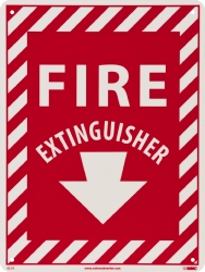 Fire Sign: Fire Extinguisher - Plastic, Wall, 12" High, 9" Wide